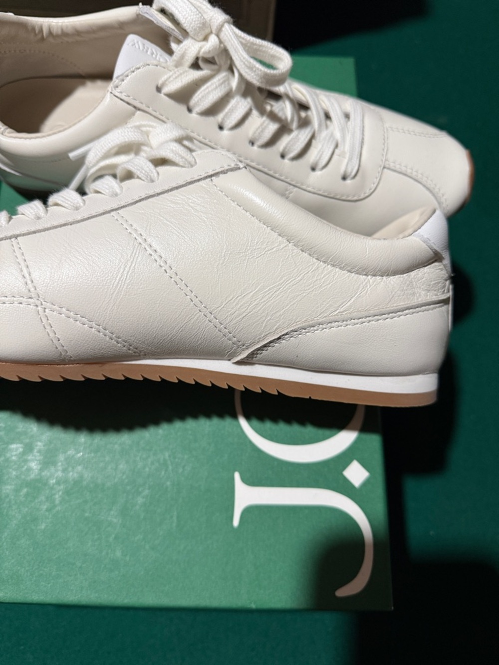 J. Crew White Leather Low-Profile Lace-Up Sneakers with Tan Toe - Picture 5 of 6